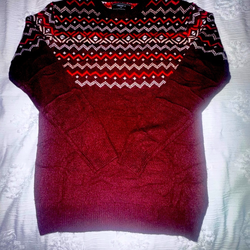 Forever 21 Brown and Red Crewneck Sweater